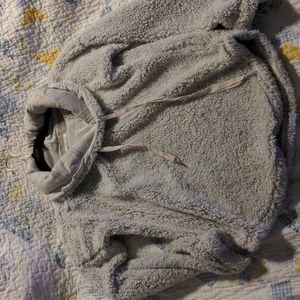 Soft plush grey pull over cowl neck sweater